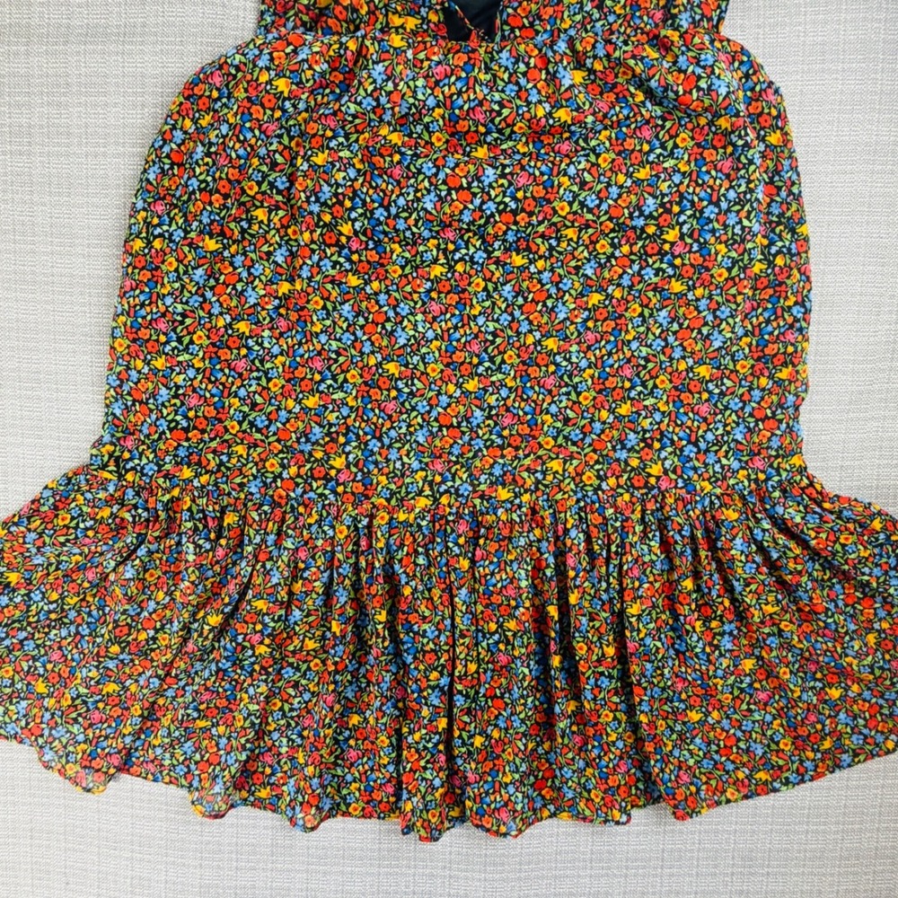 Tommy Hilfiger Women 8 Black Multicolor Floral Tiered Midi Dress Cottagecore - Picture 10 of 13